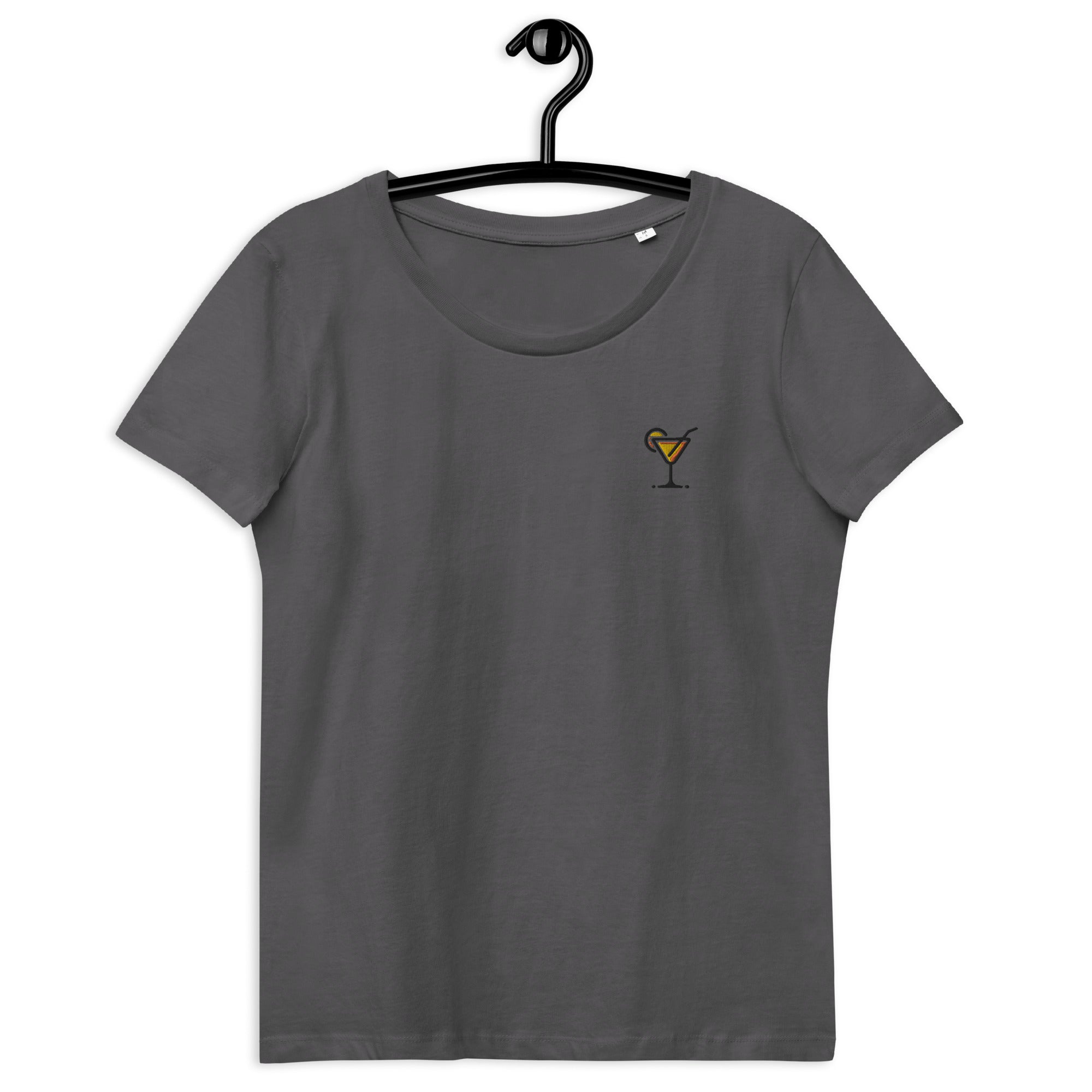 Embroidered cocktail glass - women's fitted eco tee