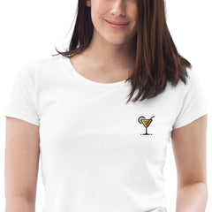 Embroidered cocktail glass - women's fitted eco tee