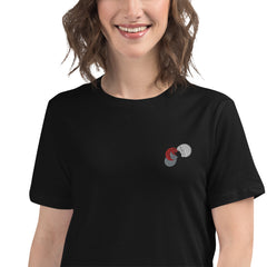 Flower minimalistic design, embroidery. Women's Relaxed T-Shirt