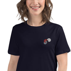 Flower minimalistic design, embroidery. Women's Relaxed T-Shirt