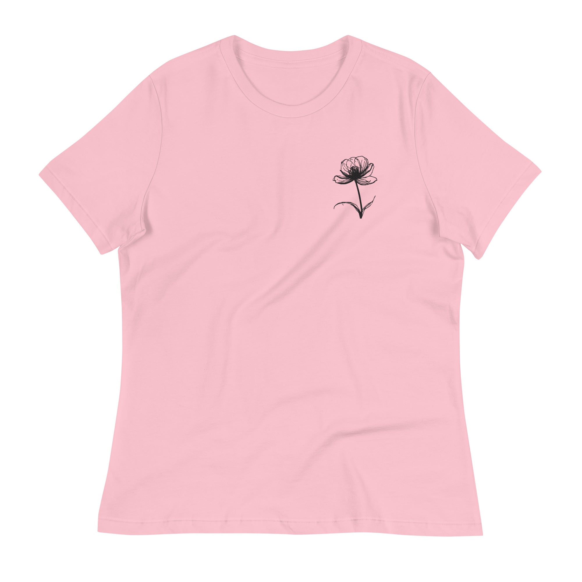 Flower. Women's Relaxed T-Shirt. Embroidered