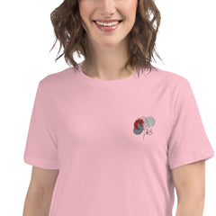 Flower minimalistic design, embroidery. Women's Relaxed T-Shirt