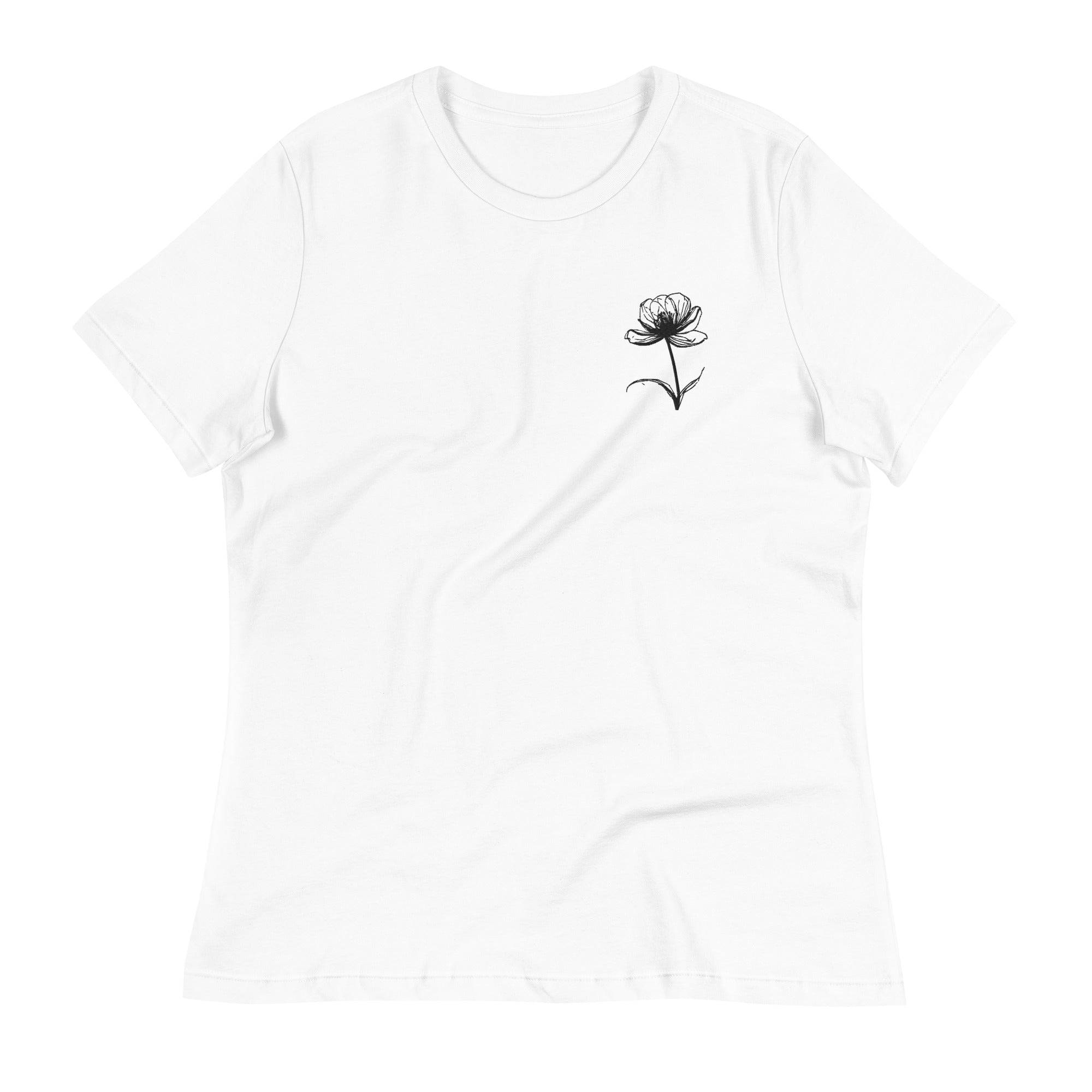 Flower. Women's Relaxed T-Shirt. Embroidered