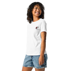 Flower minimalistic design, embroidery. Women's Relaxed T-Shirt