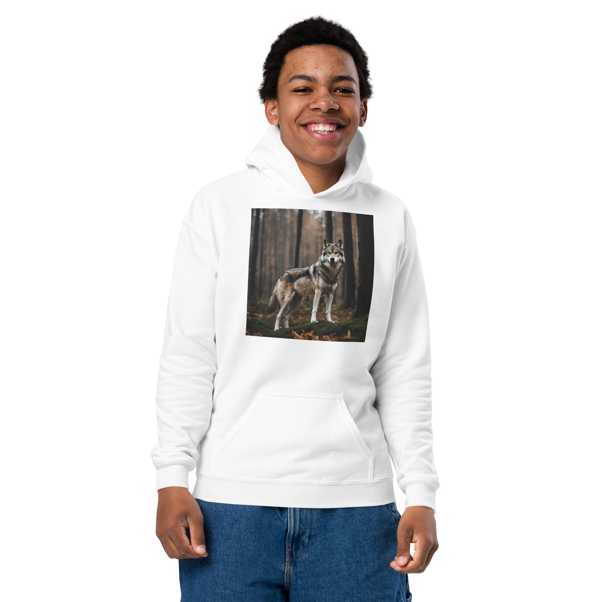 Wolf in the forest - exclusive design from Arturs - youth heavy blend hoodie